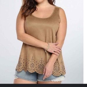 Torrid Faux Suede Laser Cut Tank, Size 3